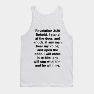 Revelation 3:20 King James Version Bible Verse Typography Tank Top